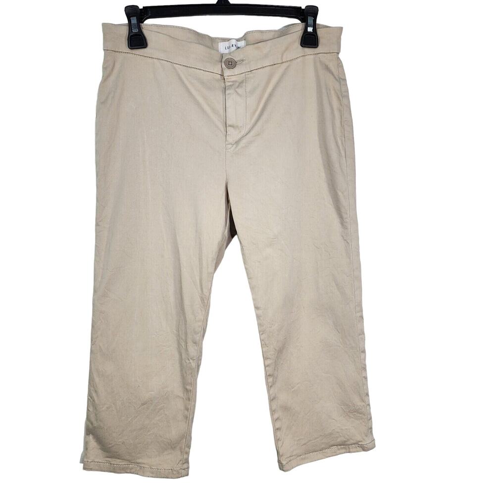 Lila Ryan Capri Pants Womens Size 8 Beige Cotton Tencel Mid Rise Stretch Pockets